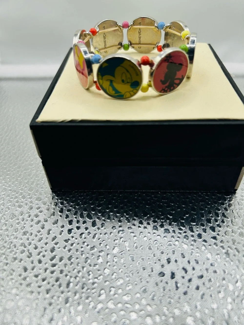 Disney character charm bracelet stretch multicolored novelty collectible